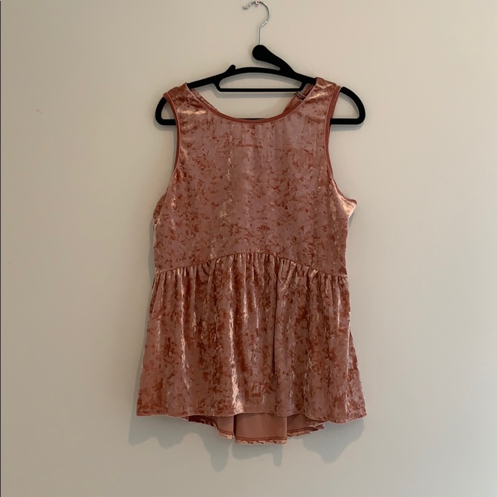 Pink velvet peplum top